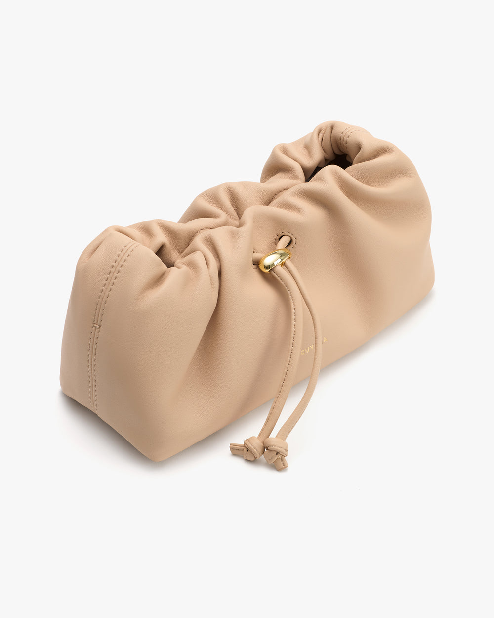 Soft handbag with gathered top and drawstring closure