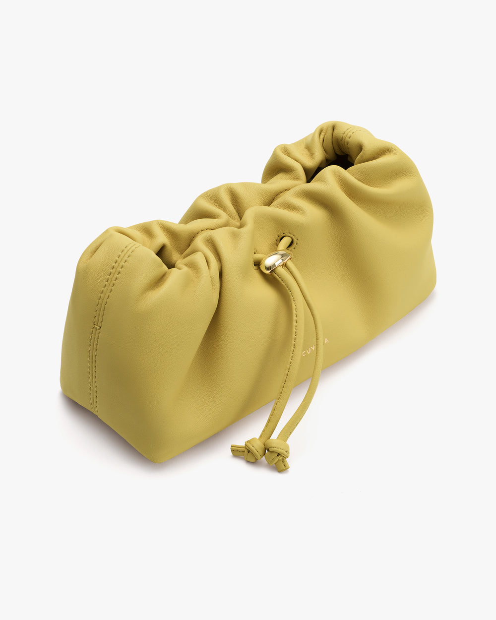 Rectangular pouch with a gathered drawstring closure.