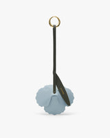Floral keychain with long loop and a metal ring.