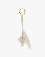 Keychain with ring and looped strap design.