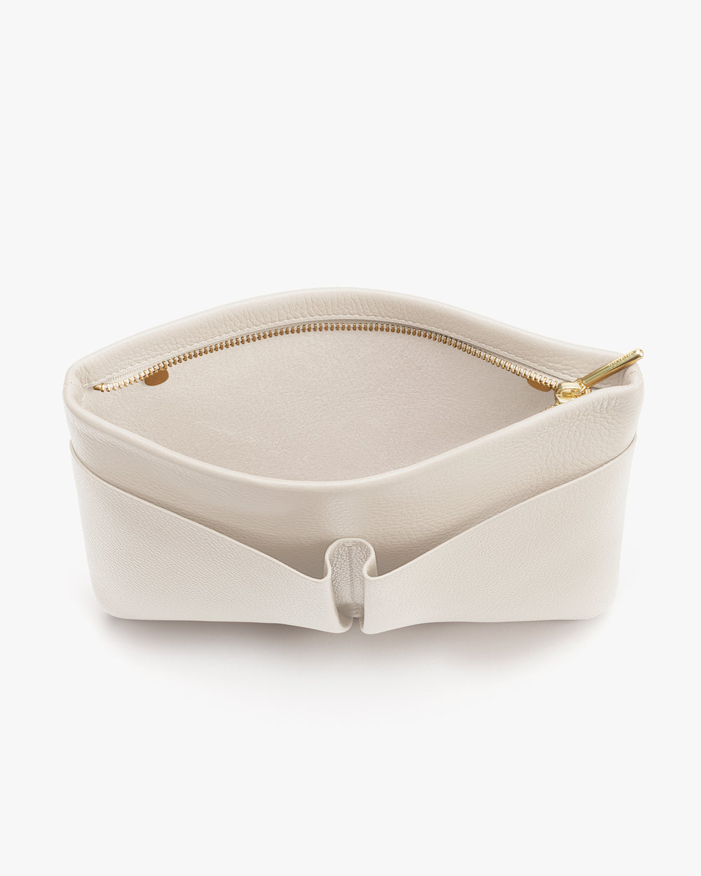 Open bag with zipper partially closed.