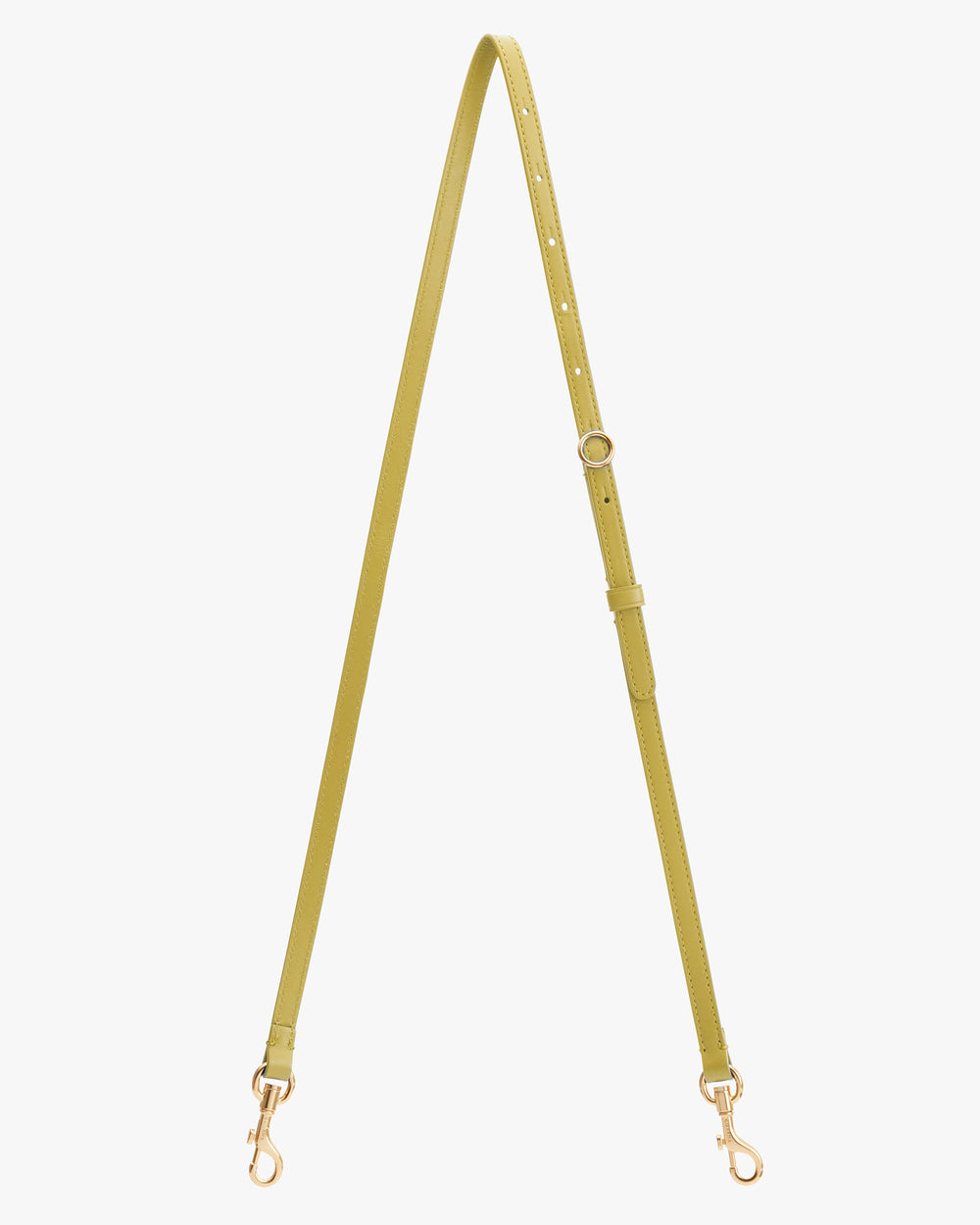 Adjustable bag strap with metal clips at both ends.