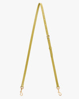 Adjustable bag strap with metal clips at both ends.