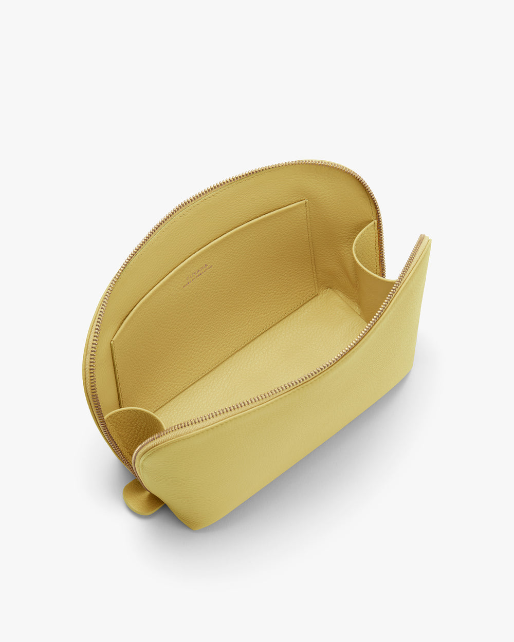 Open zippered pouch with small inside pocket.