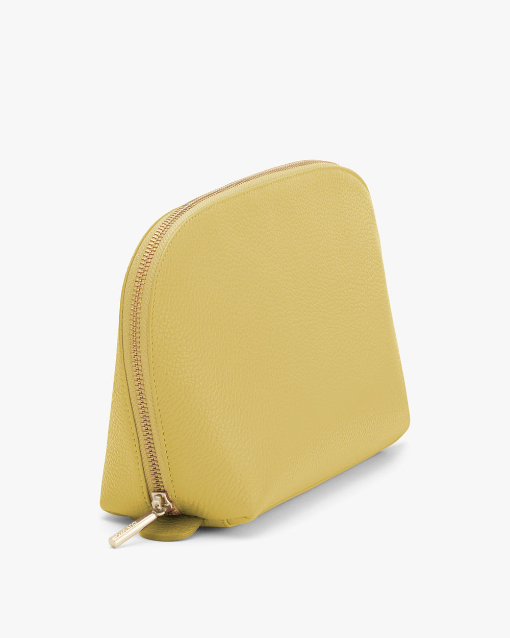 Small pouch with a zipper on a plain background.