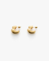 Pair of small hoop earrings with a thick, rounded design.