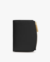 ★JILLSTUART★ BONNIE BLACK ZIPPER CARD WALLET Black Leather Zip Top Card Holder By Yoshi