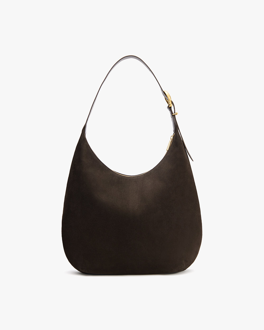 Shoulder bag with a curved shape and adjustable strap