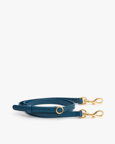 Shoulder strap with gold clasps laid out.