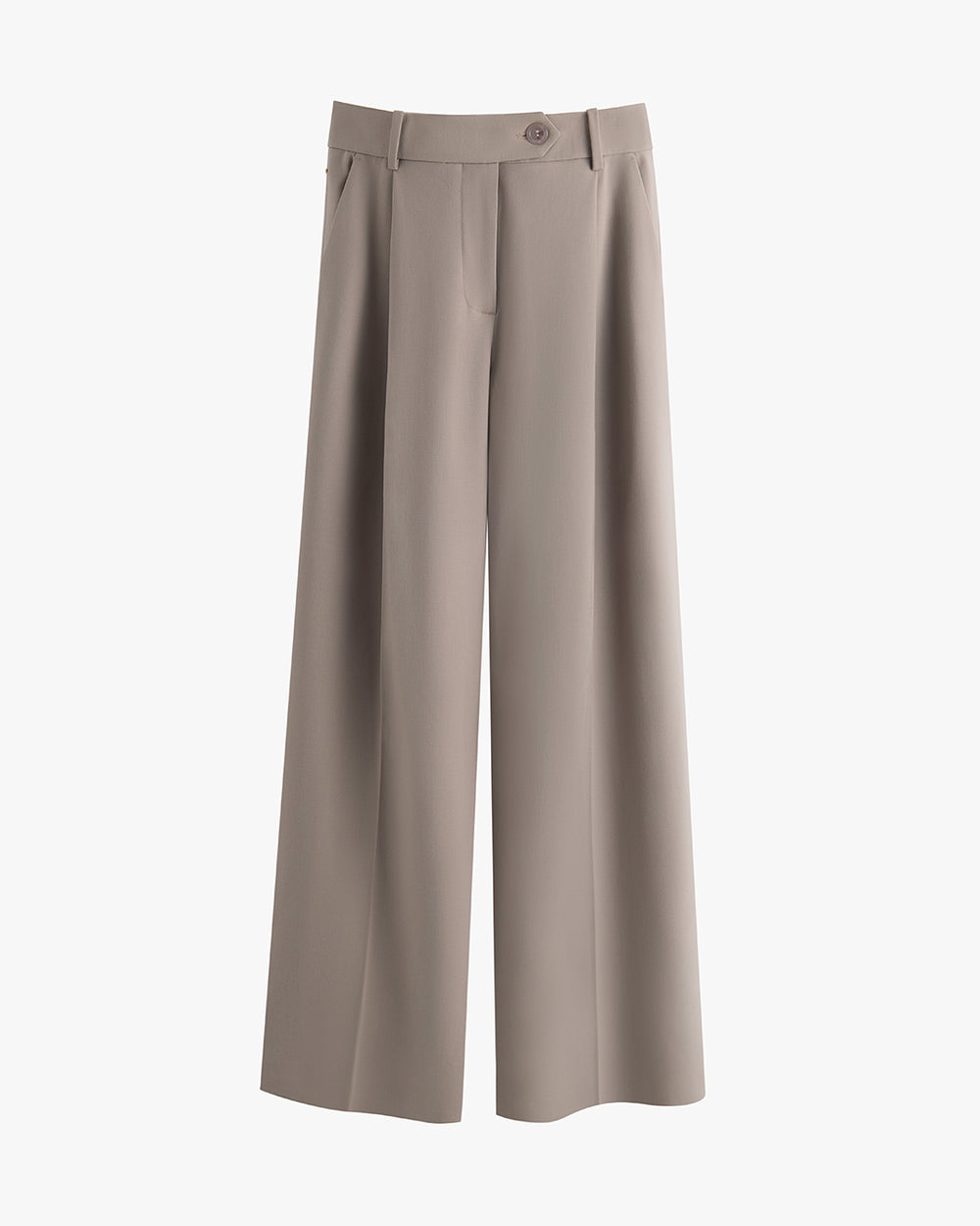 Wide-leg trousers with button and belt loops.