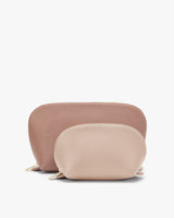 Two textured pouches, one larger and one smaller, with zipper closures.