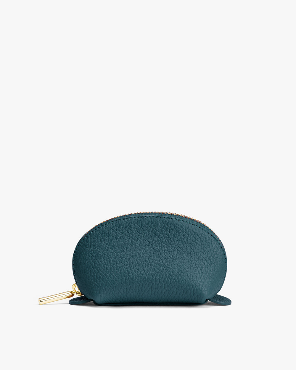 Small purse with zipper on a plain background.