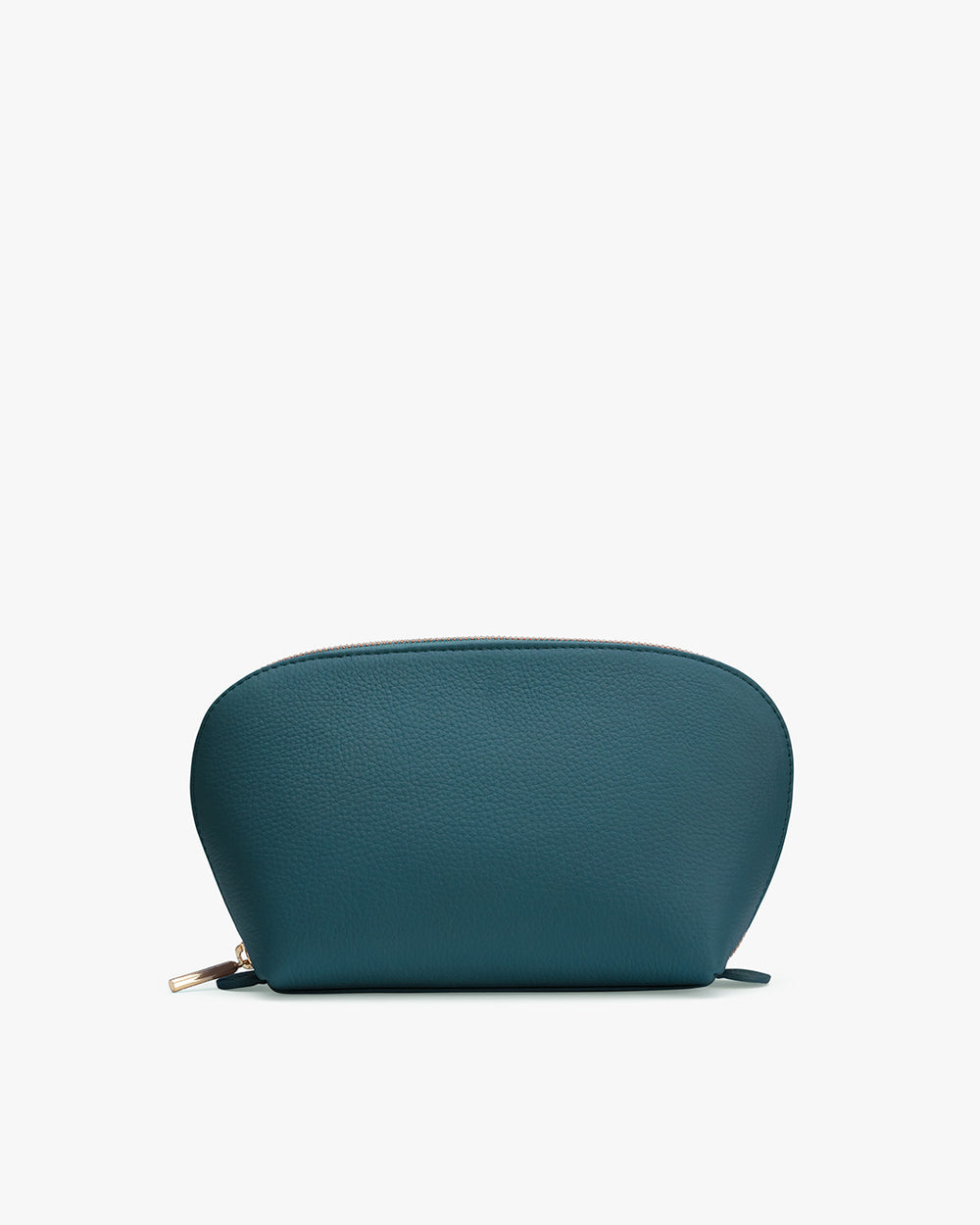 Small zipped pouch standing upright on a plain background.