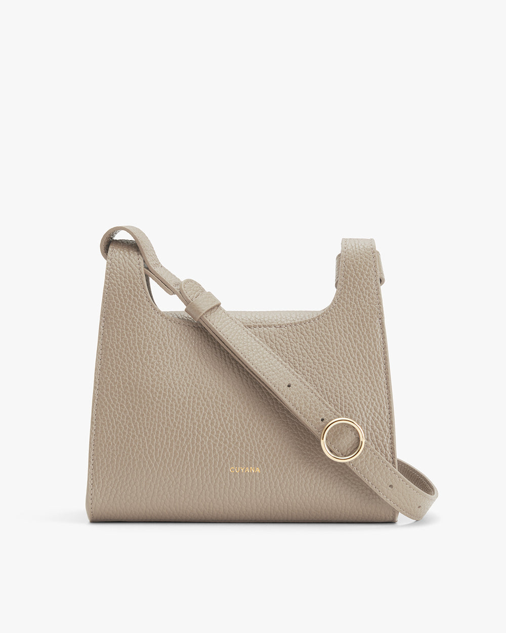 Handbag with a shoulder strap and front clasp