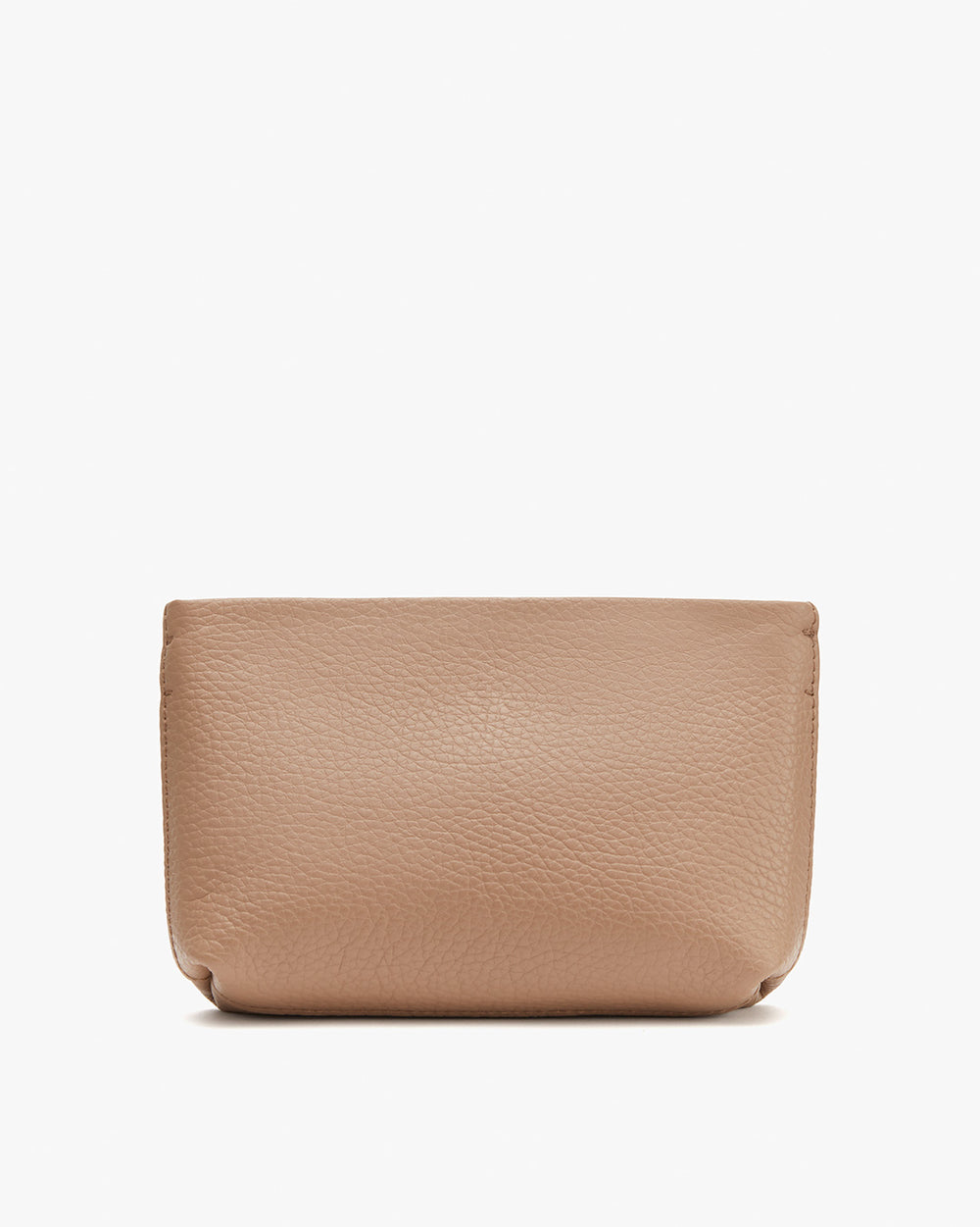 Leather pouch against a plain background