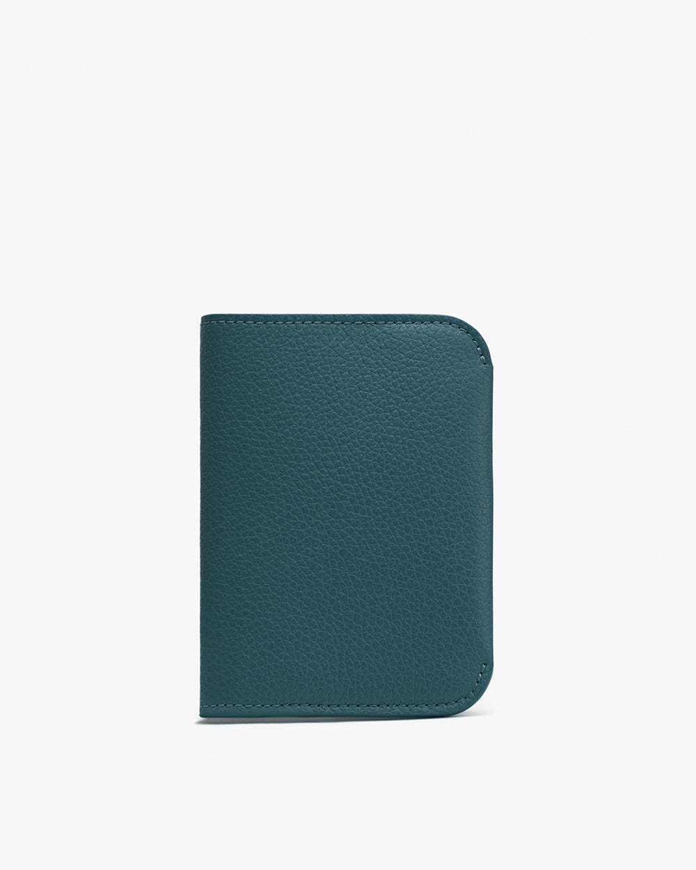 A passport case with rounded corners and a pebbled texture.