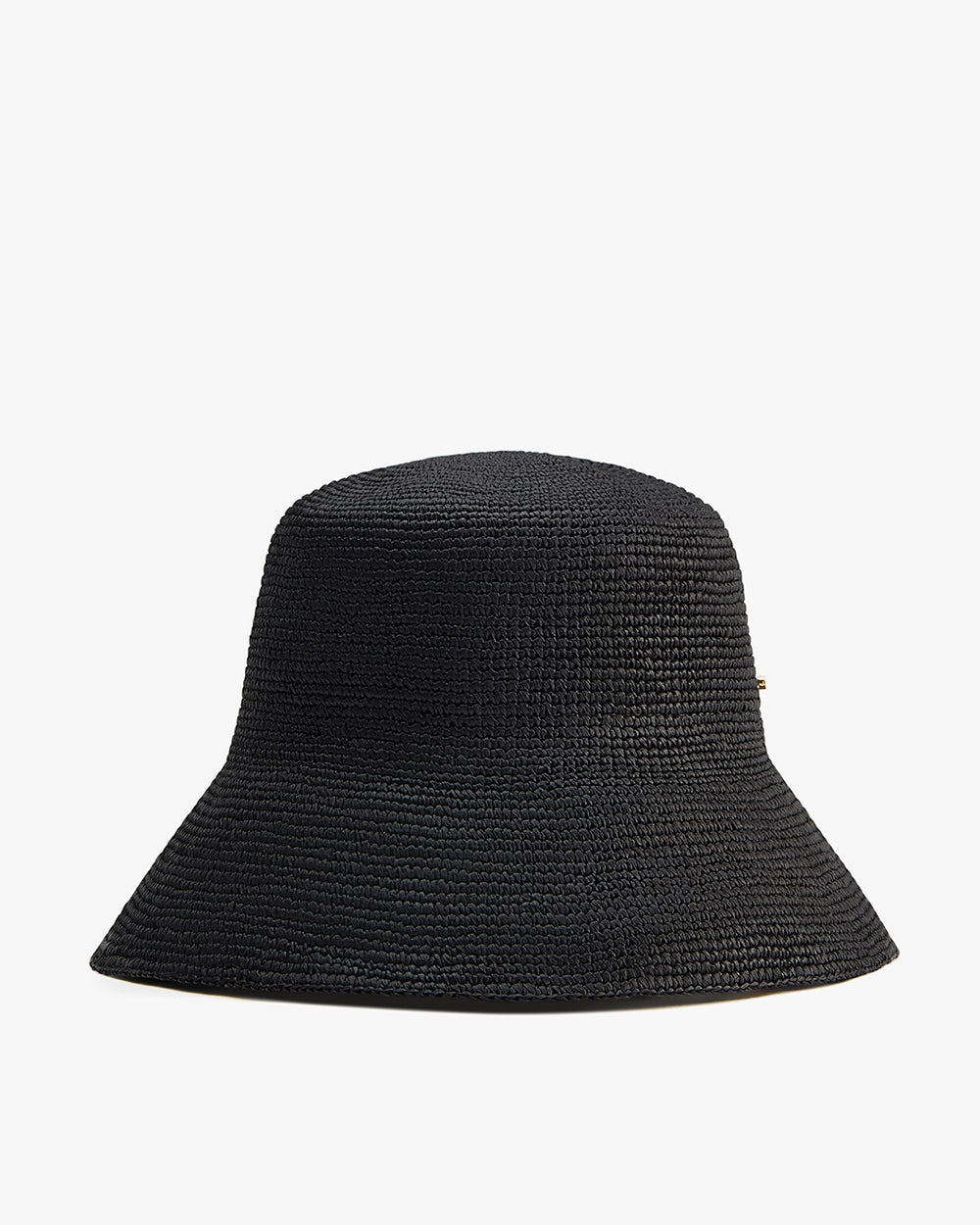 Woven bucket hat with a wide brim.