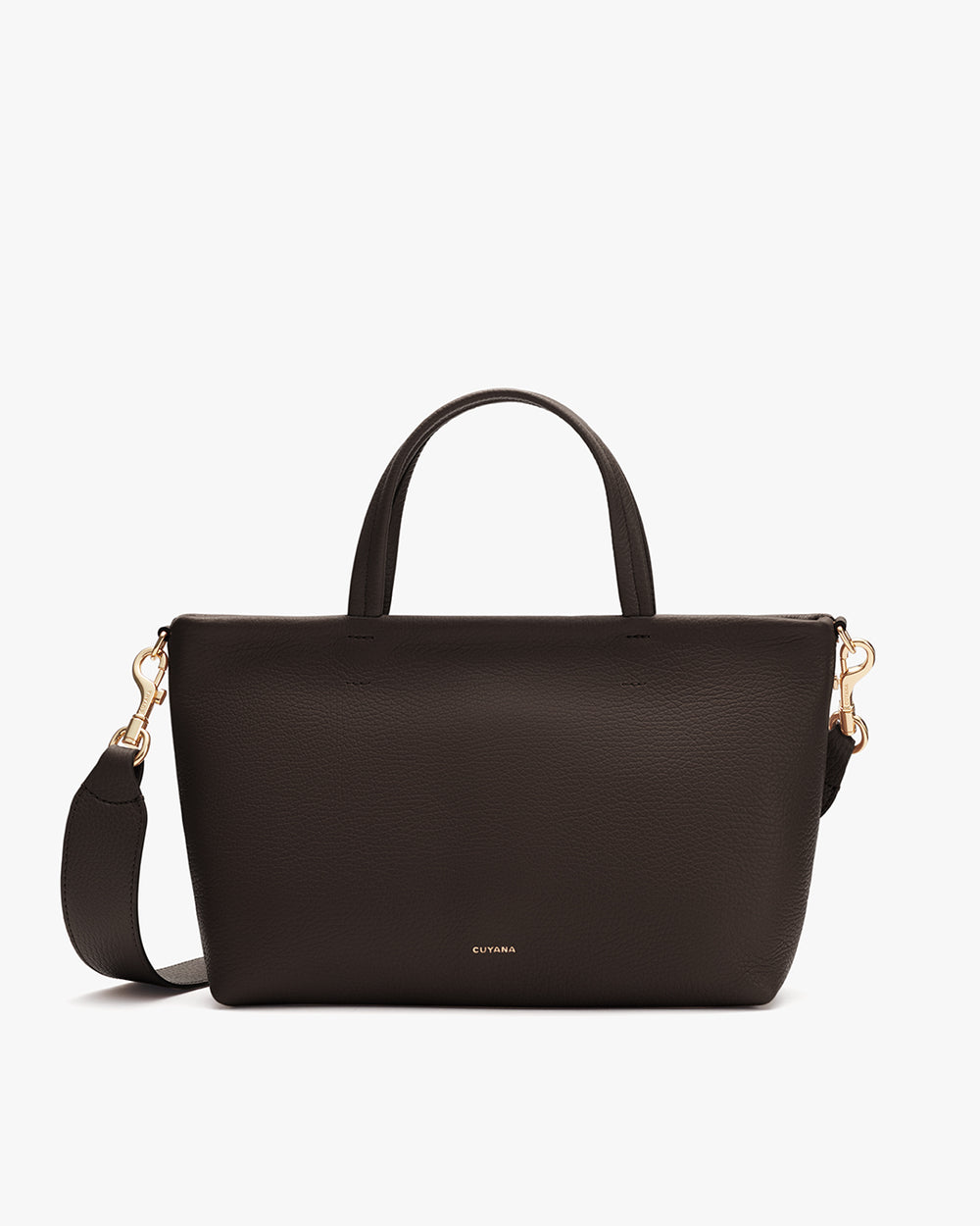 Handbag with shoulder strap and two handles shown.