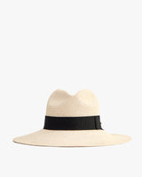 Wide-brimmed hat with a black band.