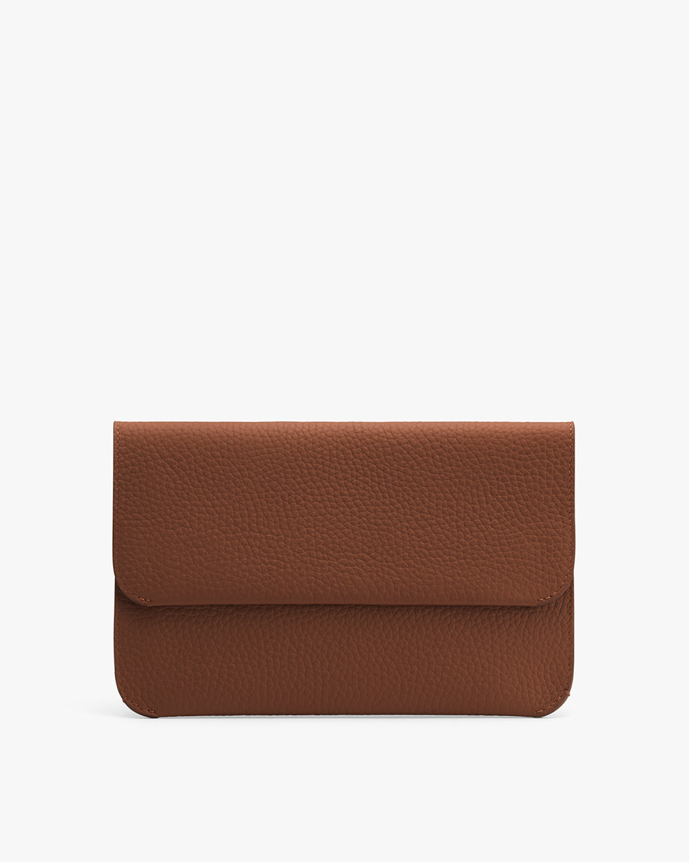 Rectangle clutch bag with a flap closure.