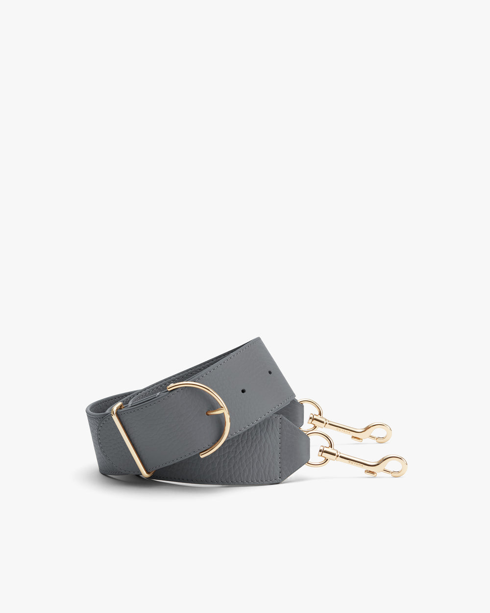 Wide strap with metal clasps and a buckle.