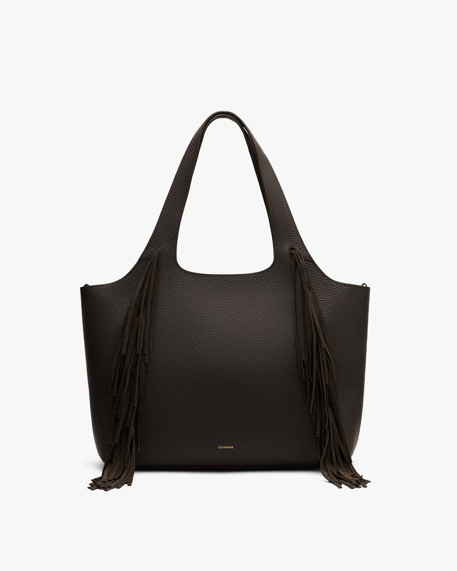 Handbag with long fringe details on both sides