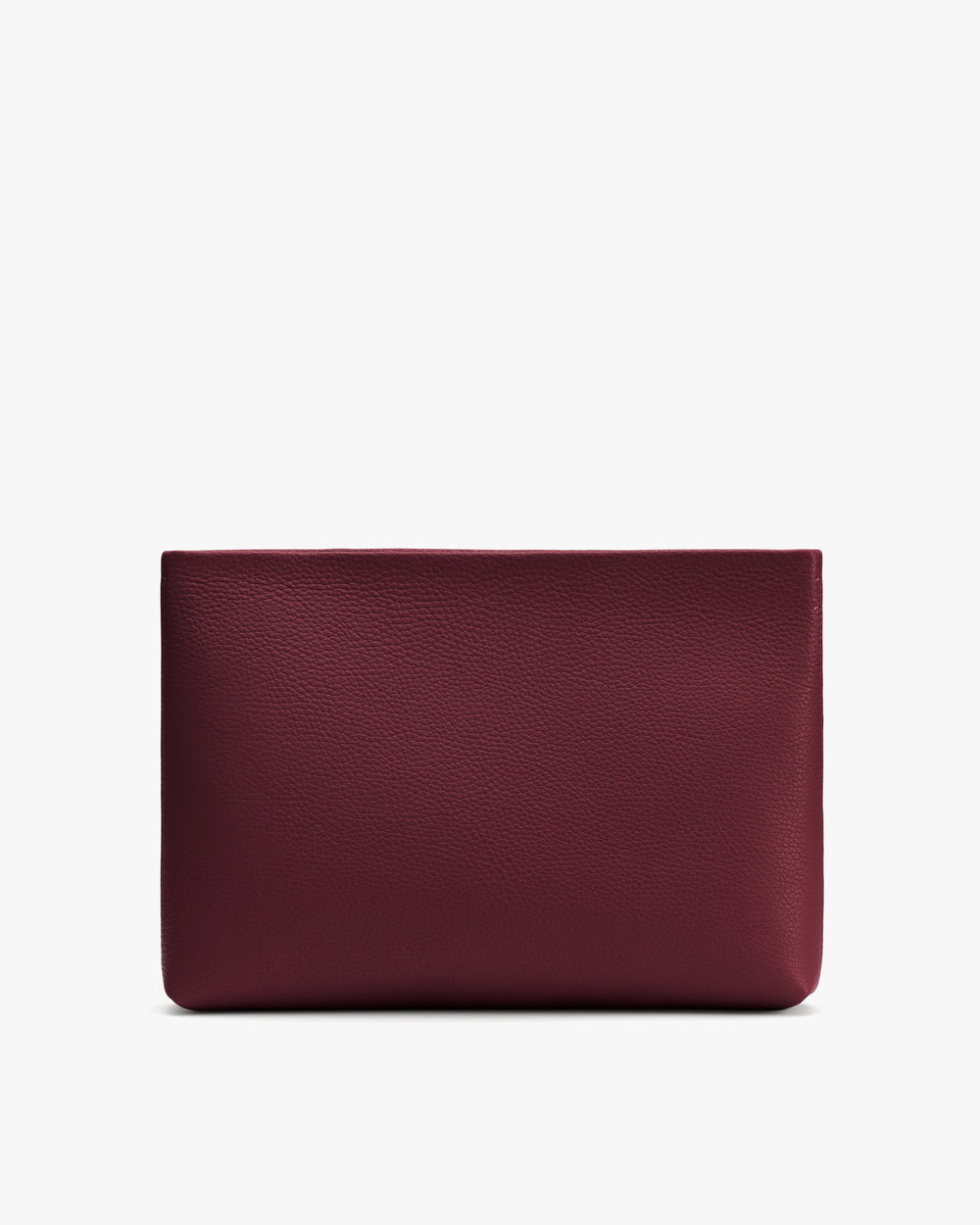 Rectangular leather clutch bag without visible details.