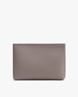 Rectangular leather pouch with a smooth surface on a plain background.