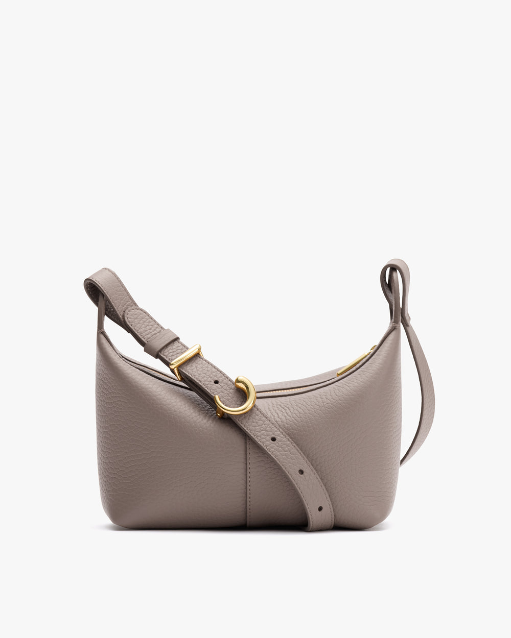Shoulder bag with adjustable strap and gold buckle