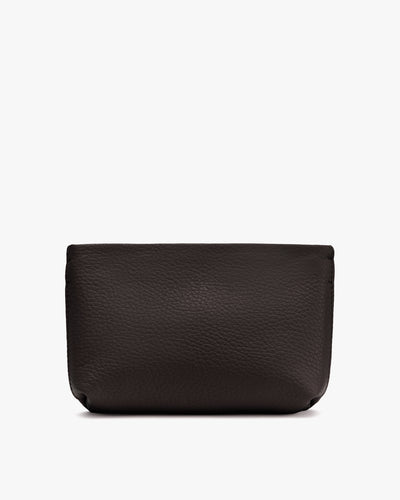 Rectangular leather pouch with a textured surface.