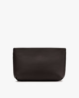 Rectangular leather pouch with a textured surface.