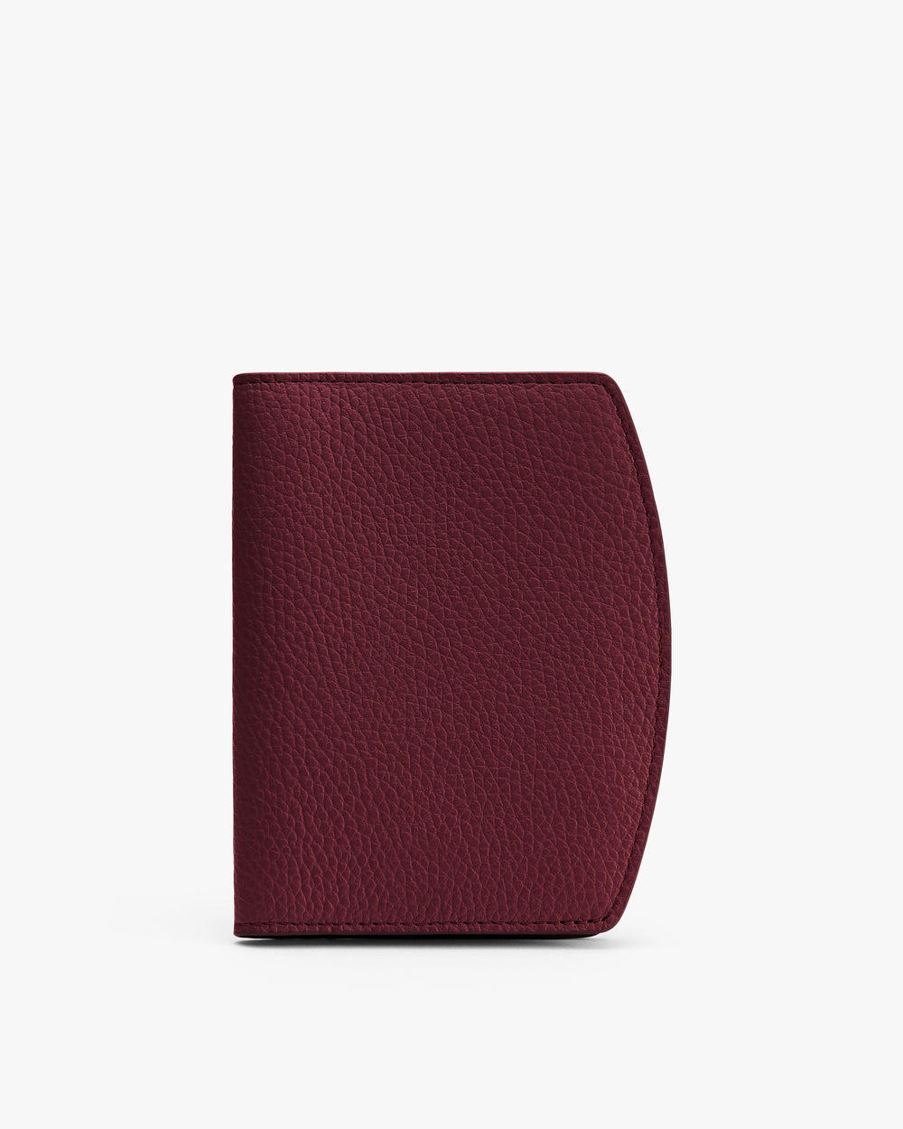 Textured wallet standing upright against a plain background.
