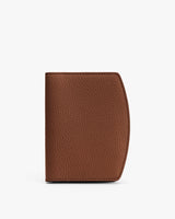 Leather textured wallet standing upright