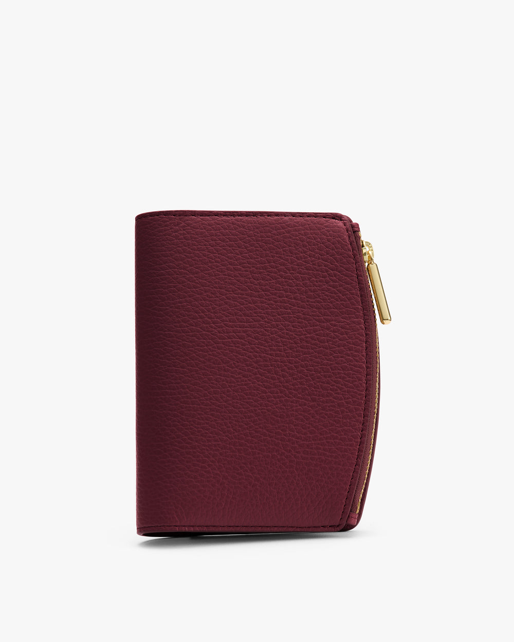 Small leather wallet with zippered closure on the right side