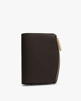 Compact wallet with a zipper along the edge