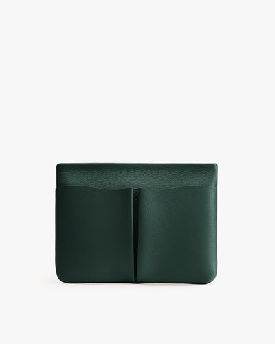 Rectangular pouch with two front pockets.