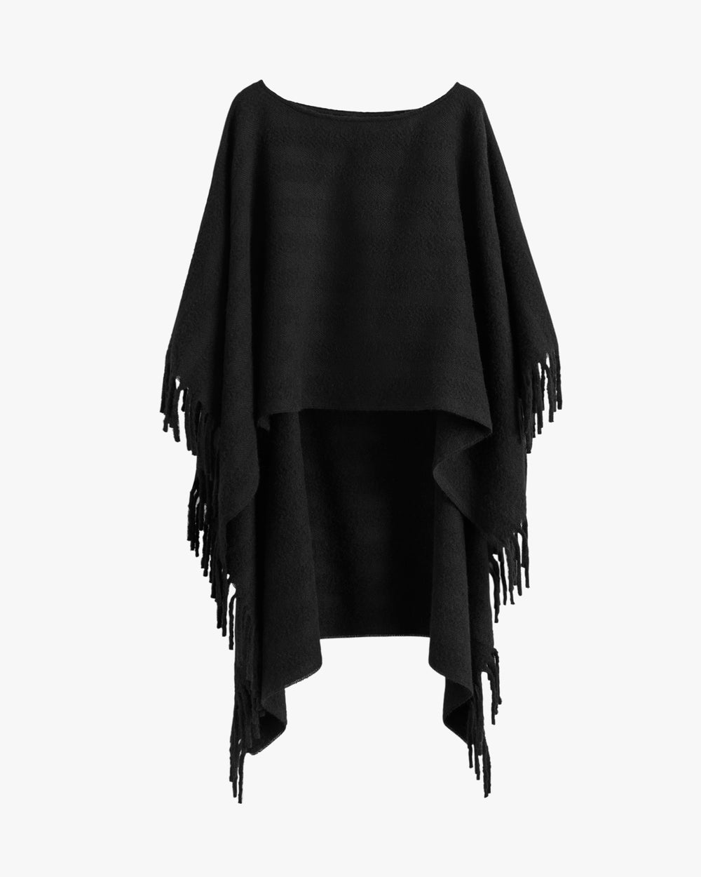 Fringed cape on a plain background.