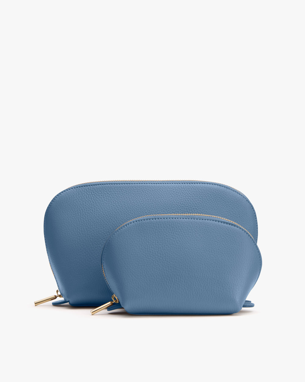 Two sizes of zippered pouches placed side by side.