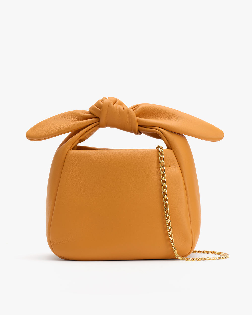 Handbag with knotted handle and chain detail