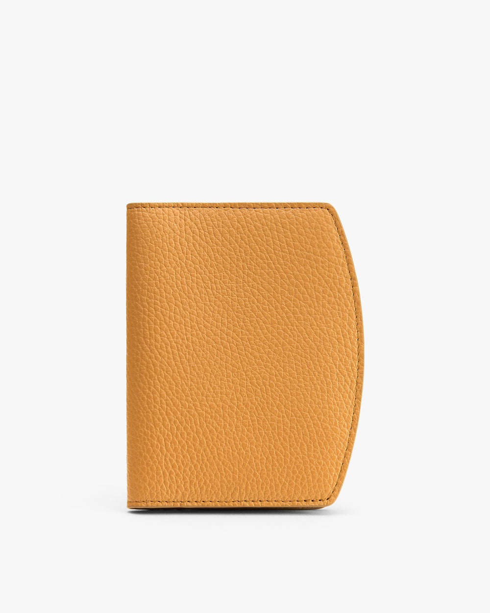 Textured wallet standing upright on a plain background.