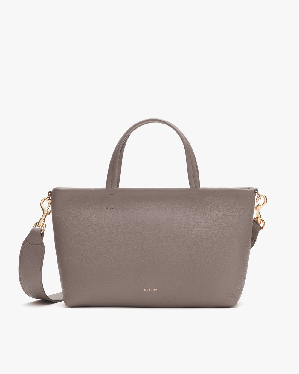 Handbag with short handles and detachable long strap.