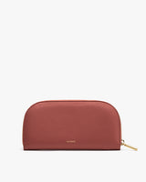 Rectangular zippered pouch with subtle texture.
