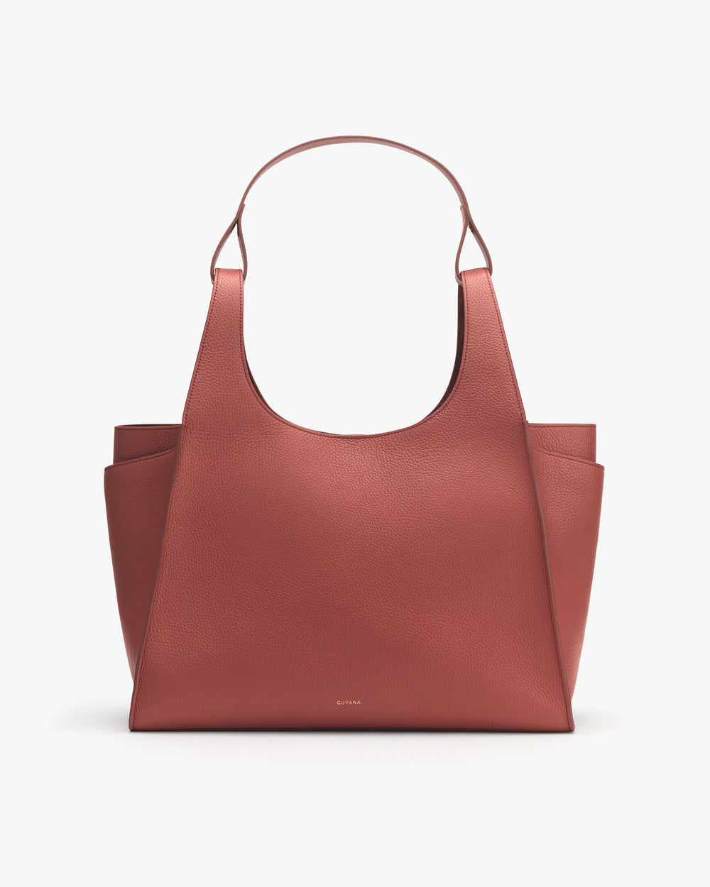 Tote bag with wide handles and minimal design.