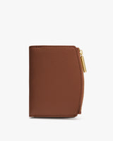 A small, textured wallet with a zipper closure.