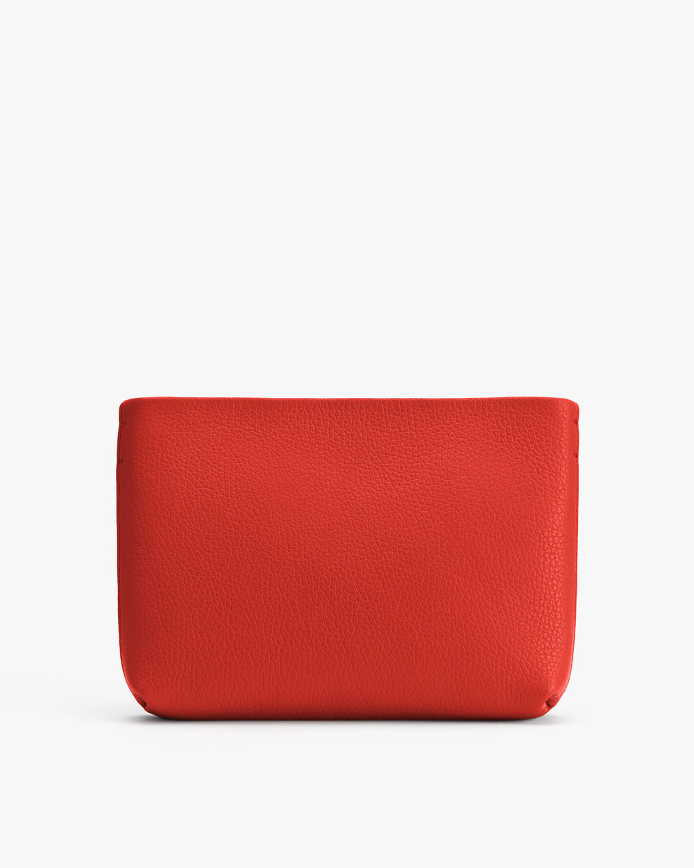 Rectangular leather clutch bag on white background.