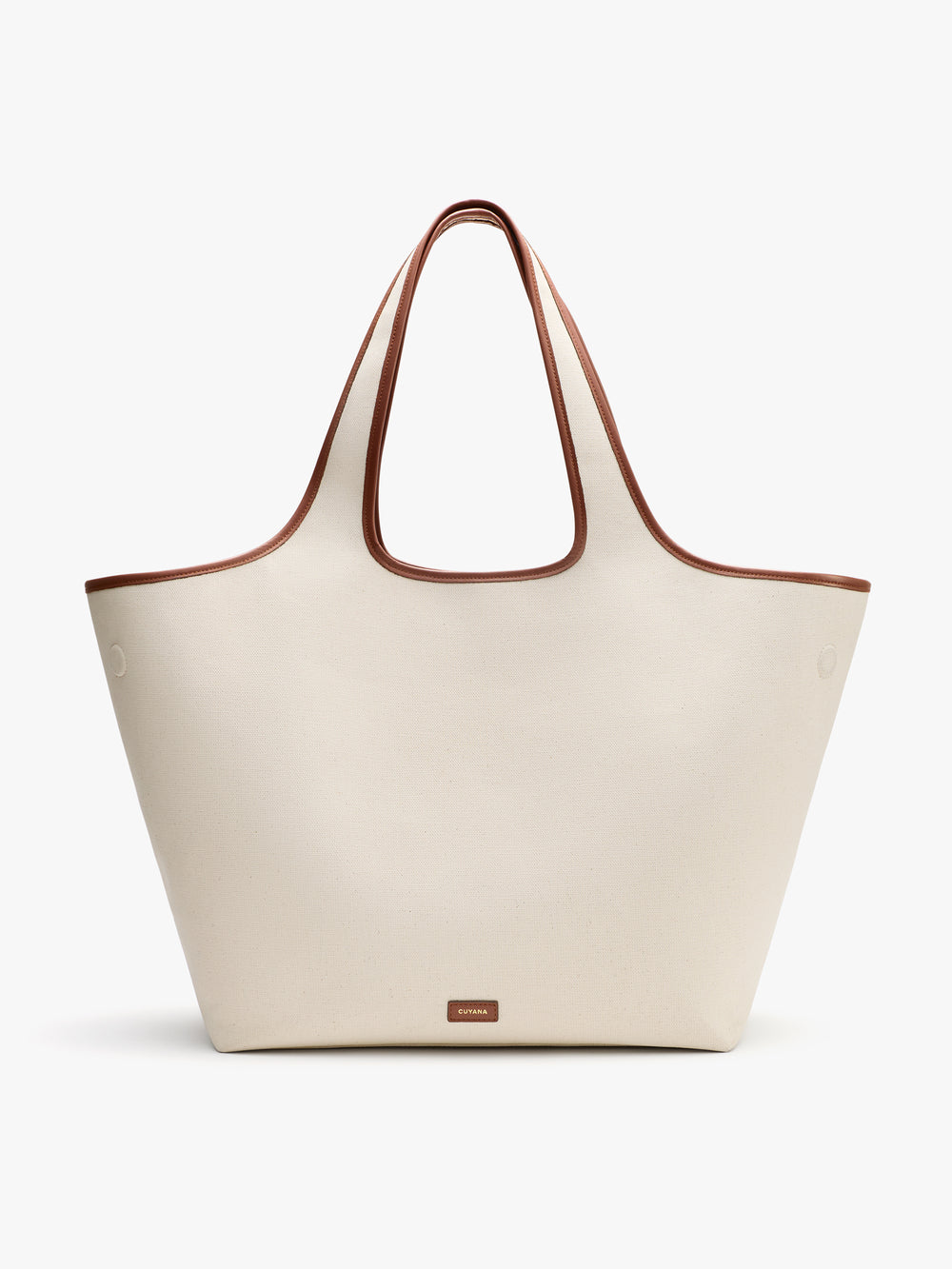 Large tote bag with two handles and small logo on the front.