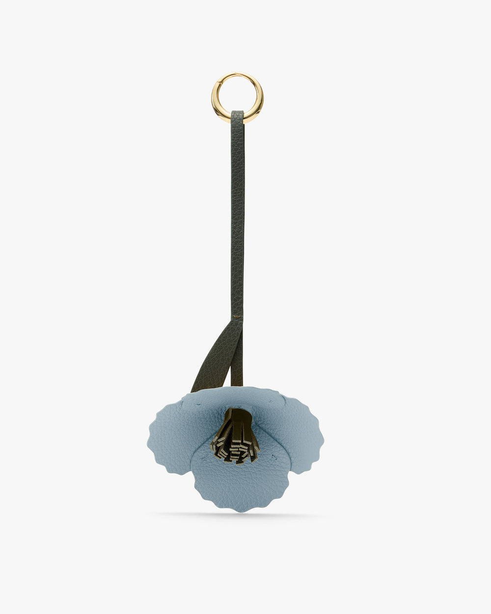 Flower-shaped keychain with a loop.
