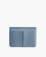 Rectangular leather pouch with a vertical front pocket.