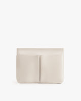 Rectangular clutch bag with vertical seam detail upfront.
