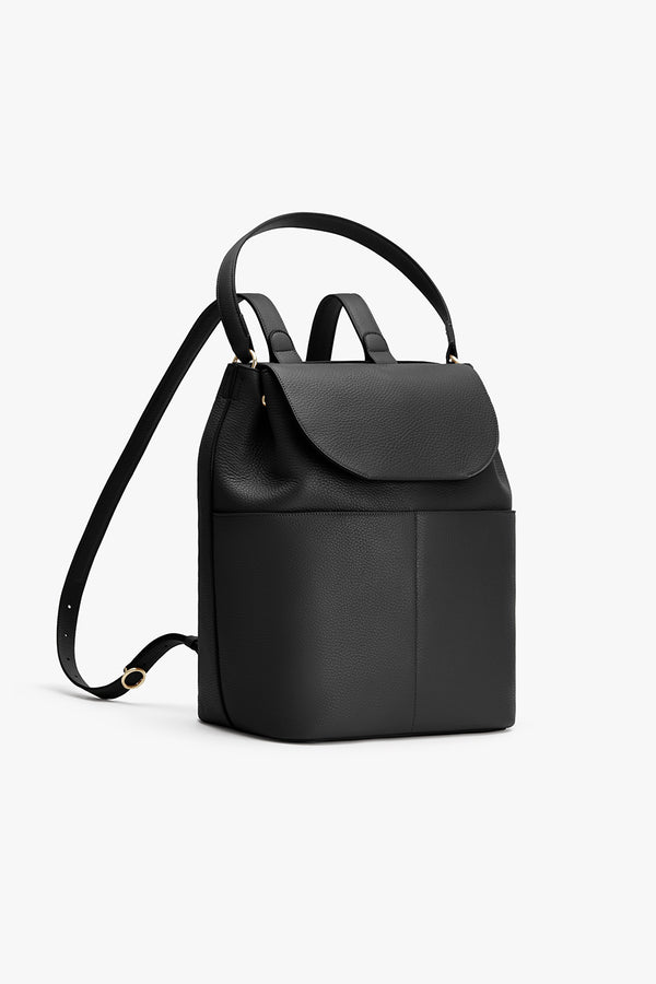 cuyana black leather backpack 13-inch in laptop sleeve that securely protects a 16 Cuyana + Croc Embossed Leather